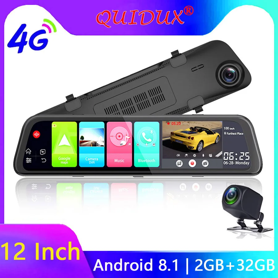 QUIDUX 12 Inch Rear View Mirror Android 8.1 4G Car DVR Dash Camera ADAS WIFI GPS Navigator Dash Cam 1080P 2G+32G Video Recorder
QUIDUX 12 Inch Rear View Mirror Android 8.1 4G Car DVR Dash Camera ADAS WIFI GPS Navigator Dash Cam 1080P 2G+32G Video Recorder