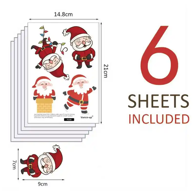 6pcs/set pvc christmas cartoon wall stickers glass window
