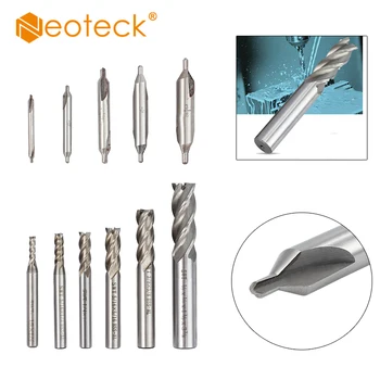 Neoteck 5 Pcs 60° High Speed Steel Center Drill Bits Set Combined Drill And 6 Pcs HSS 4 Flute Straight End Mill Cutter for Lathe
Neoteck 5 Pcs 60° High Speed Steel Center Drill Bits Set Combined Drill And 6 Pcs HSS 4 Flute Straight End Mill Cutter for Lathe