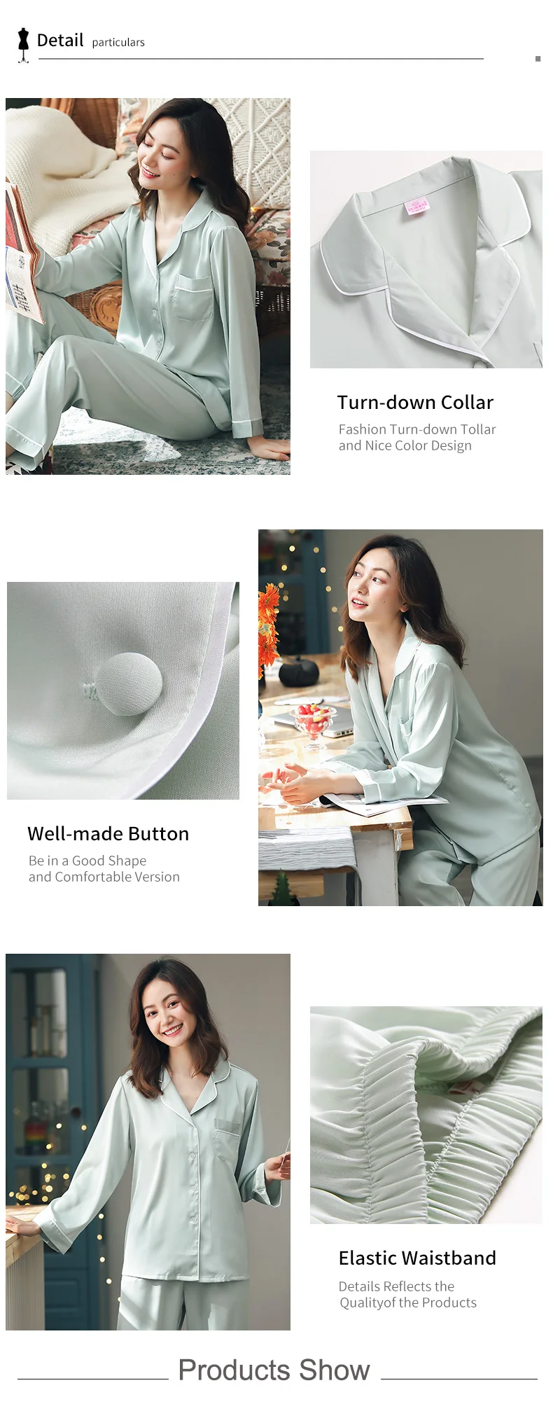 Summer Satin Pajamas Women Pyjamas PJ Set Female Long Sleeve Sleepwear Suit Ladies Night Wear Imitation Silk Pijamas For Women