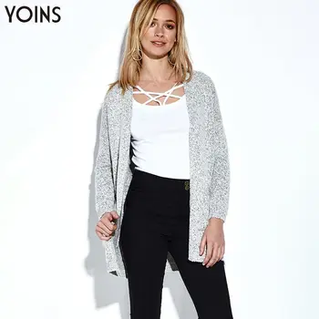 

YOINS 2020 Spring Autumn Winter Sweater Coat Women Side Pockets Open Front Long Sleeve Knitted Cardigan Casual Casaco Feminino