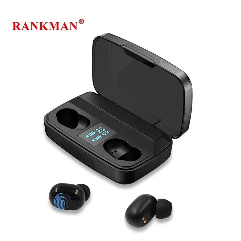 Rankman Wireless Bluetooth 5.0 TWS Earphones LED Mini Touch Digital Stereo Noise Reduction Earbus with Mic Power Bank
Rankman Wireless Bluetooth 5.0 TWS Earphones LED Mini Touch Digital Stereo Noise Reduction Earbus with Mic Power Bank