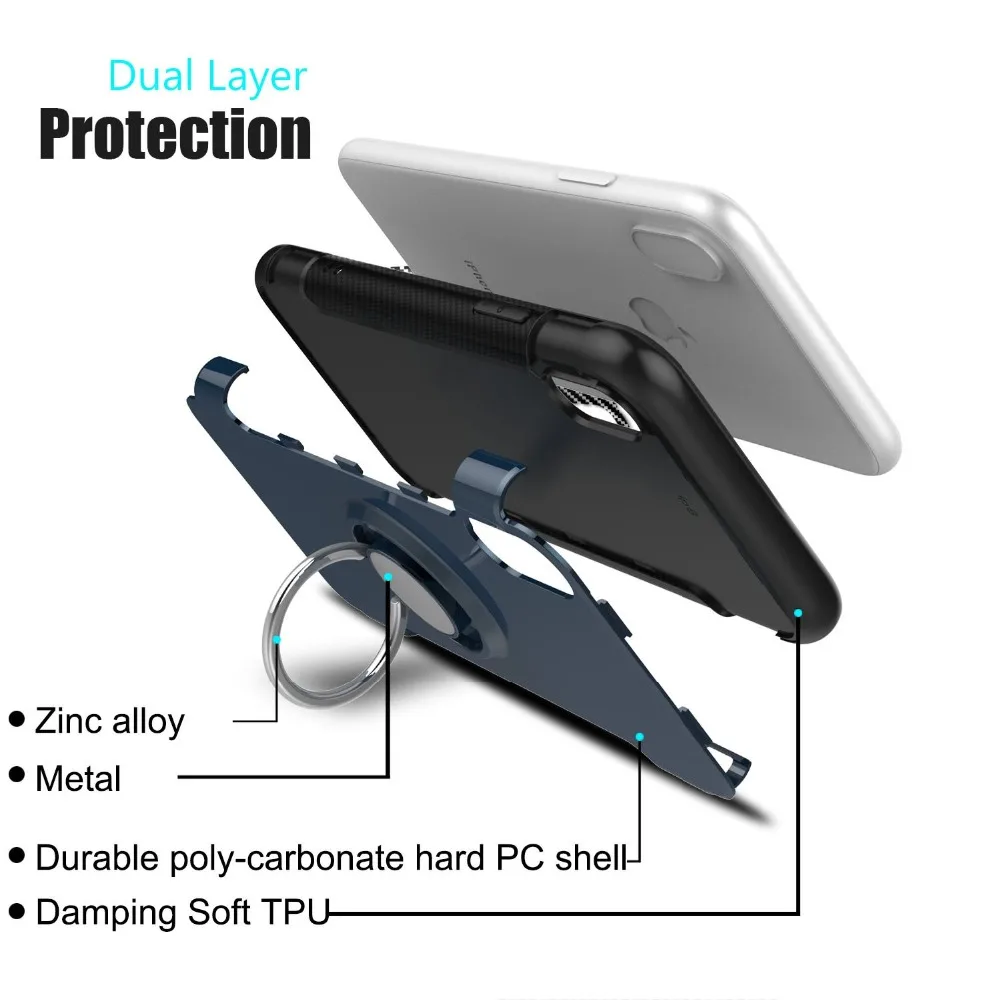 Case For iPhone X Xr Xs Max Cover Luxury Magnetic Finger Holder Anti-knock (8)