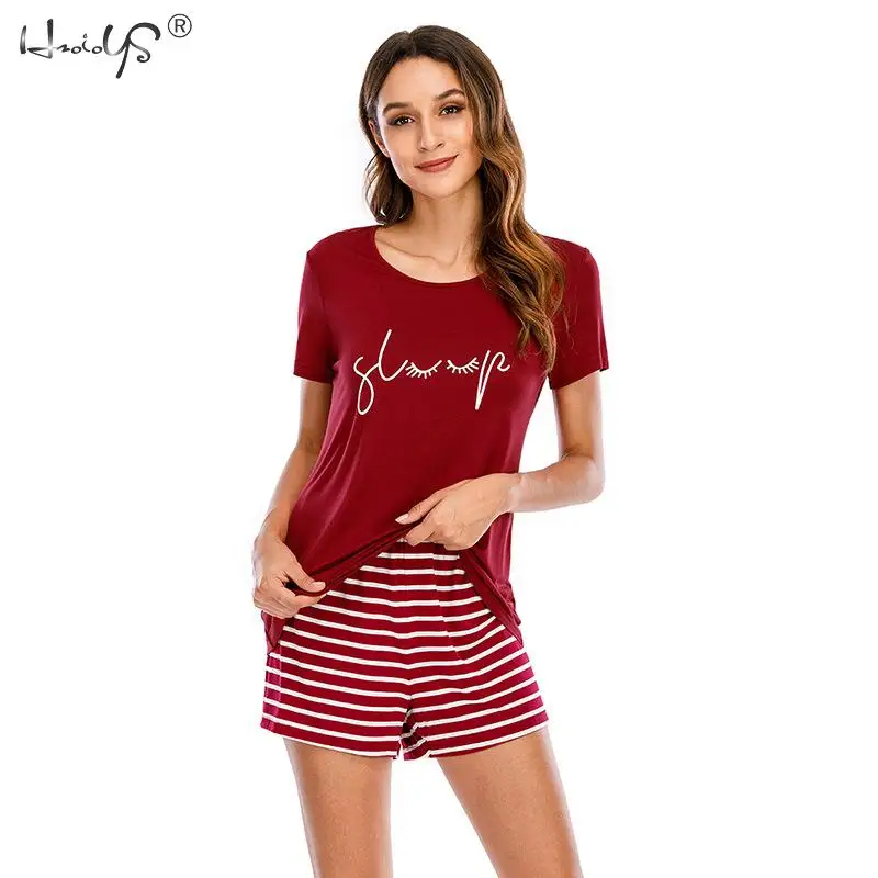 Sleepwear Pyjamas Women's Stripe Pajamas Set Short Sleeve Ladies Pijama Sets Homewear Cute Cartoon Lounge Wear T-shits
Sleepwear Pyjamas Women's Stripe Pajamas Set Short Sleeve Ladies Pijama Sets Homewear Cute Cartoon Lounge Wear T-shits