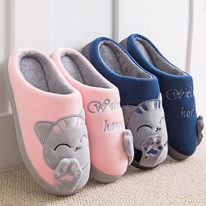 Superstar Stuffed Animal Slippers Women Plus Size 53-55 Flock Non Slip Winter Slippers Woman TPR Plush Warm House Shoes