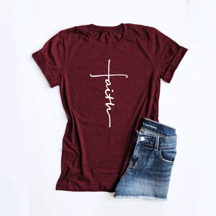2020 New Women's Underwear Cross Faith Letter Print Round Neck Cotton Short Sleeve T-Shirt 
2020 New Women's Underwear Cross Faith Letter Print Round Neck Cotton Short Sleeve T-Shirt