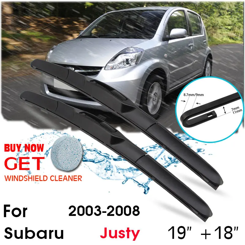 

Car Wiper Blade Front Window Windshield Rubber Silicon Refill Wipers For Subaru Justy 2003-2008 LHD/RHD 19"+18" Car Accessories