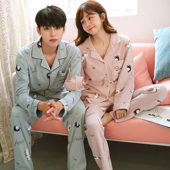 2020 Autumn Winter Couples 100% Cotton Pajama Sets For Women Long Sleeve Pyjama Pijama Mujer Lounge Men Homewear Indoor Clothing 
2020 Autumn Winter Couples 100% Cotton Pajama Sets For Women Long Sleeve Pyjama Pijama Mujer Lounge Men Homewear Indoor Clothing