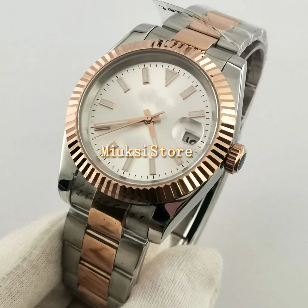 

36mm/40mm Rose gold Men's Casual NH35 Automatic Watch Silver Rose Gold Case Sapphire Glass silver sterile Dial Mechani