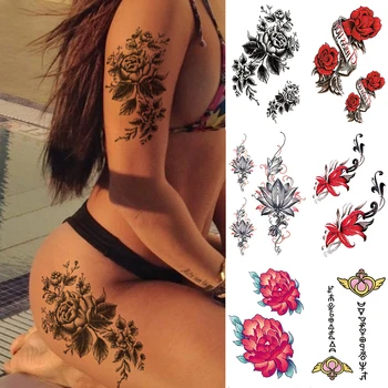 Waterproof Temporary Tattoo Sticker Flower Peony Rose Sketches Flash Tattoos Black Henna Body Art Arm Fake Tatoo Women Men 
Waterproof Temporary Tattoo Sticker Flower Peony Rose Sketches Flash Tattoos Black Henna Body Art Arm Fake Tatoo Women Men