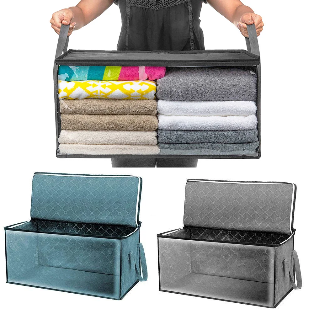 2 Pcs Clothes Storage Box Non-Woven Fabric Storage Box Folding Quilt Clothes Organizer Dust-Proof Moisture-Proof Bag with Handle
2 Pcs Clothes Storage Box Non-Woven Fabric Storage Box Folding Quilt Clothes Organizer Dust-Proof Moisture-Proof Bag with Handle