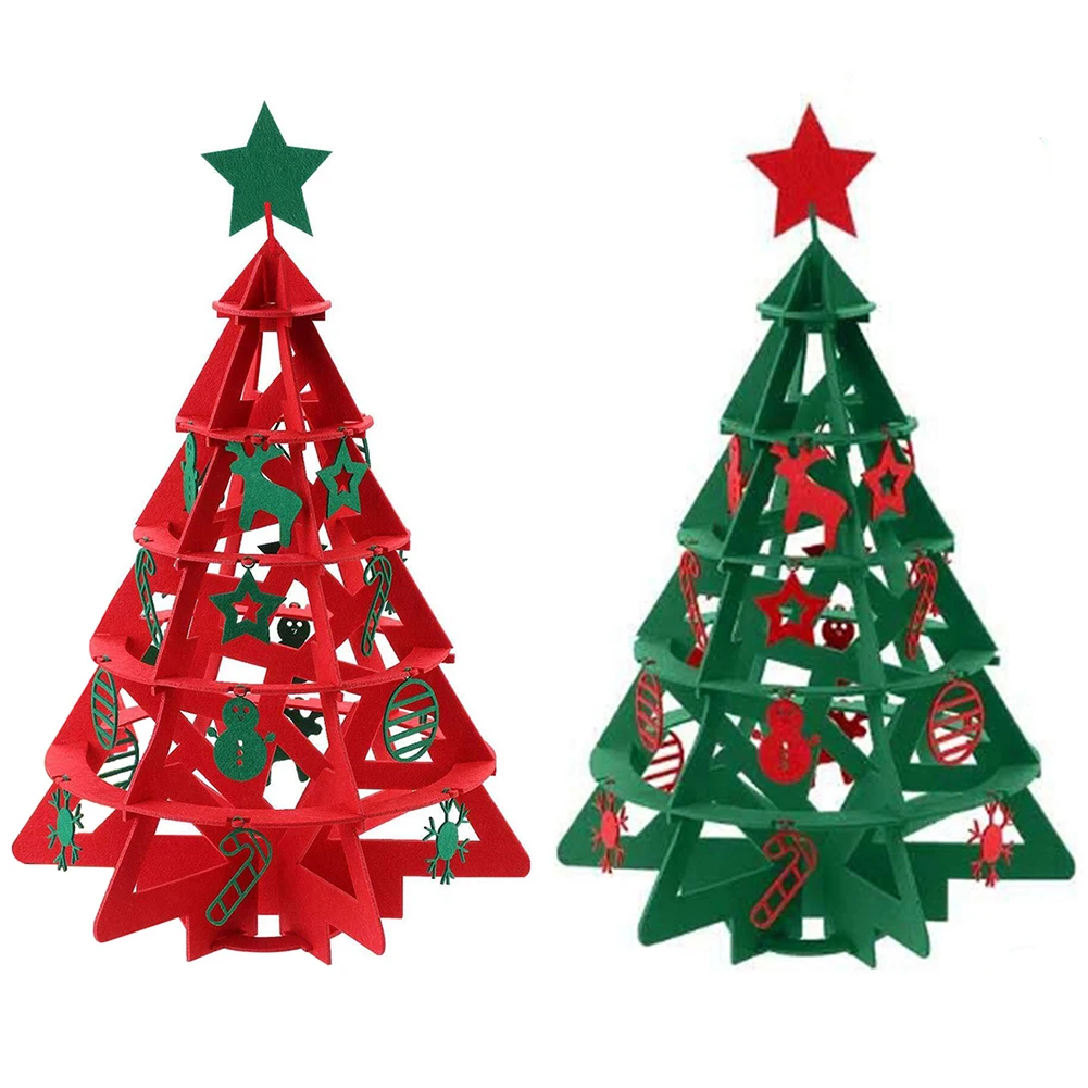26pcs christmas tree diy 3d felt children toys detachable