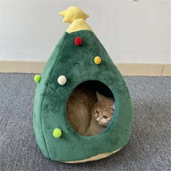 Creative Solid Semi-Closed Winter Soft Warm Cat House Cute Christmas Tree Shape Pet Nest Cat Cave With Mat
Creative Solid Semi-Closed Winter Soft Warm Cat House Cute Christmas Tree Shape Pet Nest Cat Cave With Mat