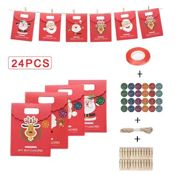 24PCS Christmas Paper Candy Bag Advent Calendar Chocolate Bag With 24 Clips Jute Rope Christmas Decorations calendario adviento
24PCS Christmas Paper Candy Bag Advent Calendar Chocolate Bag With 24 Clips Jute Rope Christmas Decorations calendario adviento