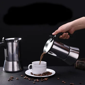 Stainless Steel Moka Coffee Maker Mocha Pot 4 Cups 200ml No Residue Safety Semi-circular Anti-fluid Spout
Stainless Steel Moka Coffee Maker Mocha Pot 4 Cups 200ml No Residue Safety Semi-circular Anti-fluid Spout