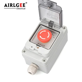 130 * 80 * 70mm IP67 waterproof mushroom type emergency stop button switch with transparent protective window cover control box
130 * 80 * 70mm IP67 waterproof mushroom type emergency stop button switch with transparent protective window cover control box