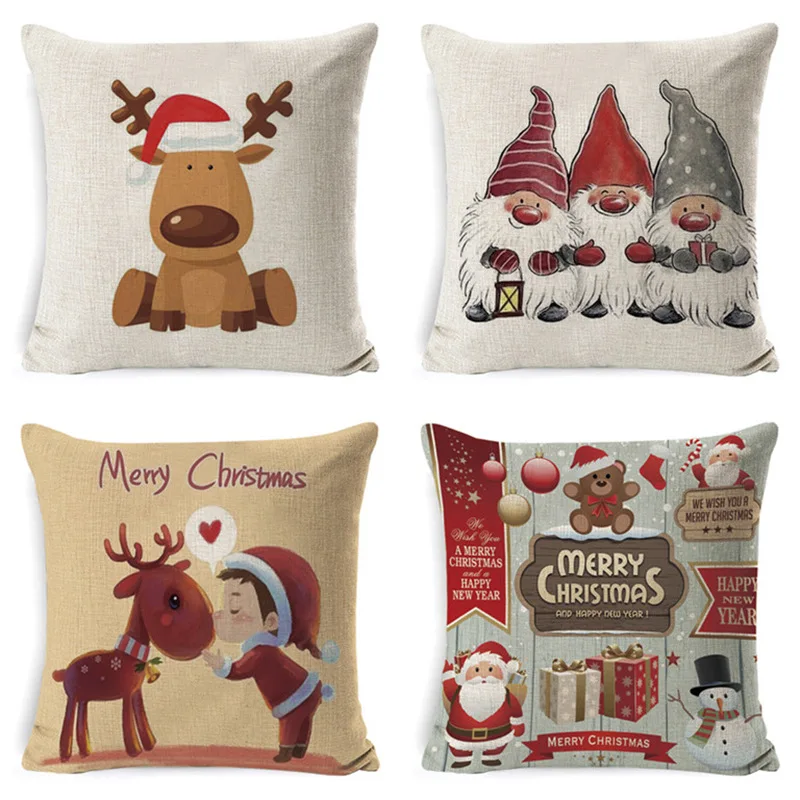 

4pcs Santa Claus Christmas Pillowcase Merry Christmas Decor For Home Christmas Ornament Xmas Gifts Navidad 2021 Happy New Year