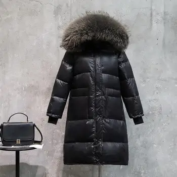 Real Fur Hooded Collar Down Jacket Black Long Warm Korean Thick Shiny Windbreaker Women White Duck Down Bubble Down Jacket Coat 
Real Fur Hooded Collar Down Jacket Black Long Warm Korean Thick Shiny Windbreaker Women White Duck Down Bubble Down Jacket Coat