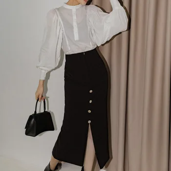 LANMREM 2020 autumn Slim and soft front and rear high split mid-length hip-covered high waist mid-calf straight skirt2A259
LANMREM 2020 autumn Slim and soft front and rear high split mid-length hip-covered high waist mid-calf straight skirt2A259