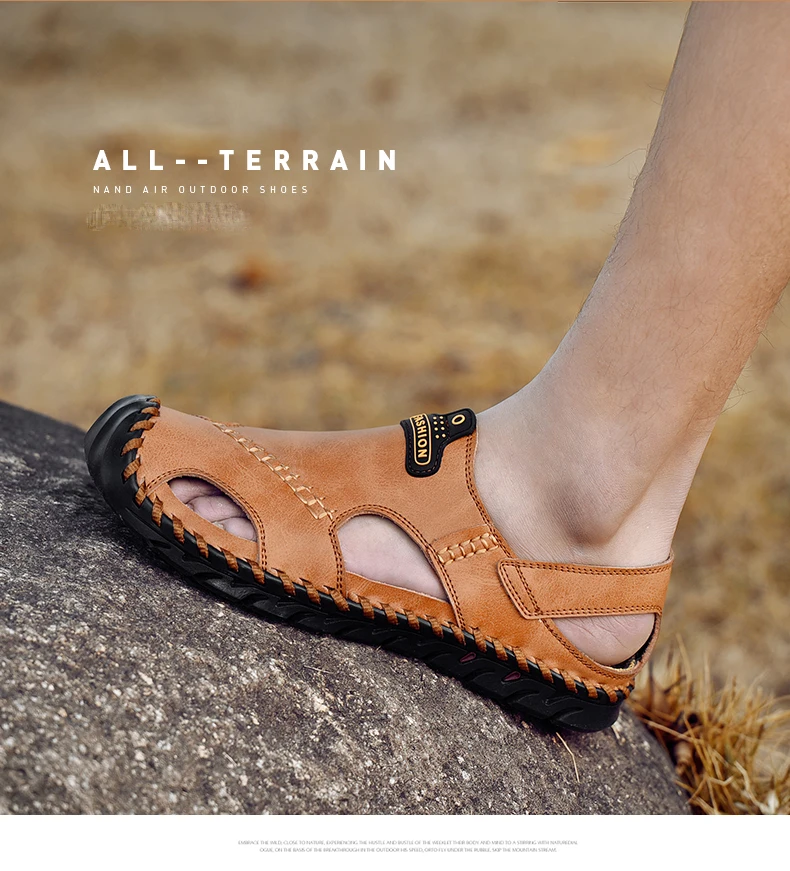 Fashion men's sandals casual genuien leather summer flats shoes male breathable beach sandal man outside sandals for men size 46 Fashion men's sandals casual genuien leather summer flats shoes male breathable beach sandal man outside sandals for men size 46