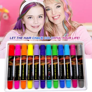 

12 Colors Makeup Party Salon Crayon Cosplay Face Paint Hair Chalk Kids Color Dye Wet Dry Washable Hairdressing Temporary Pen