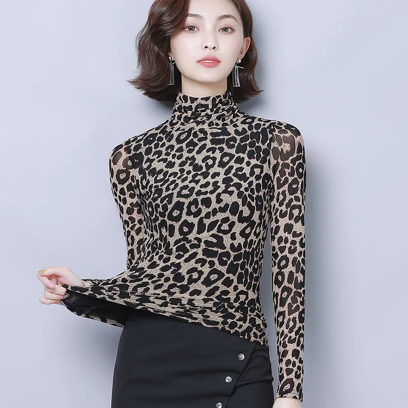 2019 New Style Autumn And Winter Korean-style Tops Leopord Pattern Long Sleeve Large Size T-shirt Women's Slim Fit High Collar G
2019 New Style Autumn And Winter Korean-style Tops Leopord Pattern Long Sleeve Large Size T-shirt Women's Slim Fit High Collar G