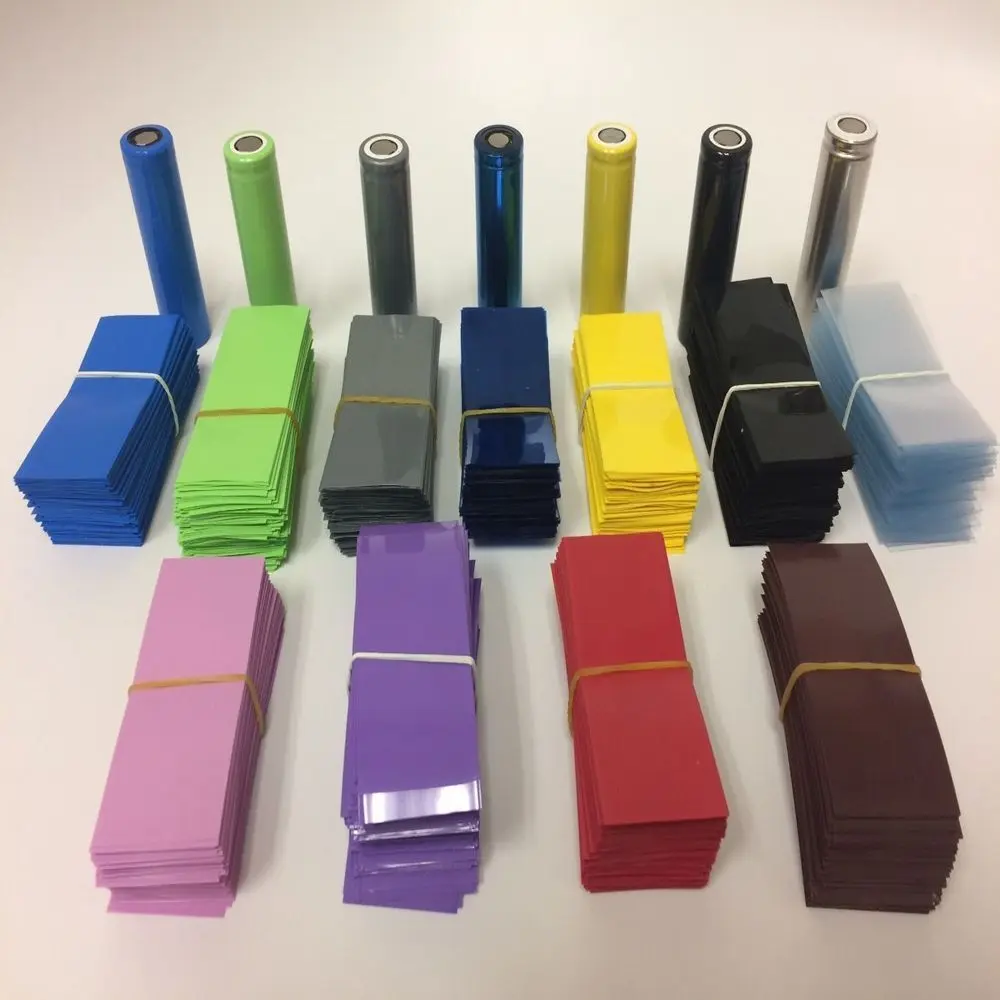 

500PCS Insulated 18650 Battery Li-ion PVC Heat Shrink Tubing Wrap Precut Size 72*30mm Battery Film Battery Cover 9 Color Choice