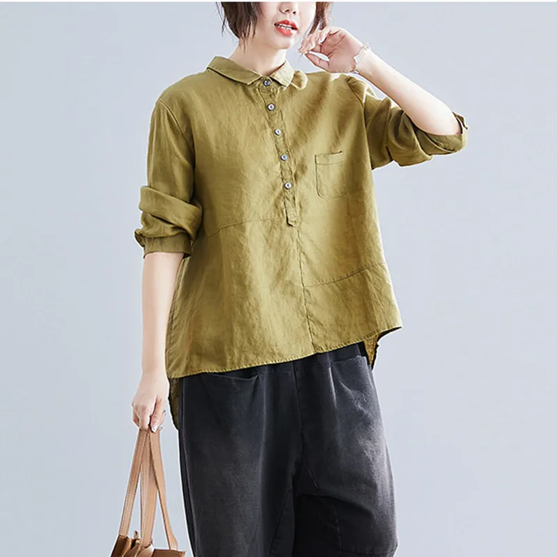 Johnature Korean Turn-down Collar Womens Tops And Blouses Autumn 2019 New Casual Loose Solid Color Simple Shirt Women Clothes 
Johnature Korean Turn-down Collar Womens Tops And Blouses Autumn 2019 New Casual Loose Solid Color Simple Shirt Women Clothes