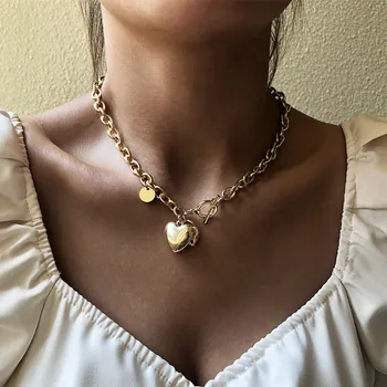 DIEZI Punk Vintage Double Heart Pendant Necklaces Neck clavicle Thick Chain Collares Choker Necklace Women Jewelry 2020 New 
DIEZI Punk Vintage Double Heart Pendant Necklaces Neck clavicle Thick Chain Collares Choker Necklace Women Jewelry 2020 New