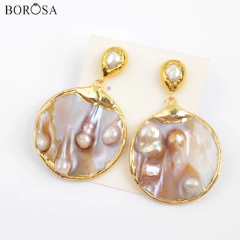 BOROSA 3/5Pairs New Gold Plating Round Natural Freshwater Pearl Earrings Jewelry Mother of Pearl Drop Earring for Lady G1901-E
BOROSA 3/5Pairs New Gold Plating Round Natural Freshwater Pearl Earrings Jewelry Mother of Pearl Drop Earring for Lady G1901-E