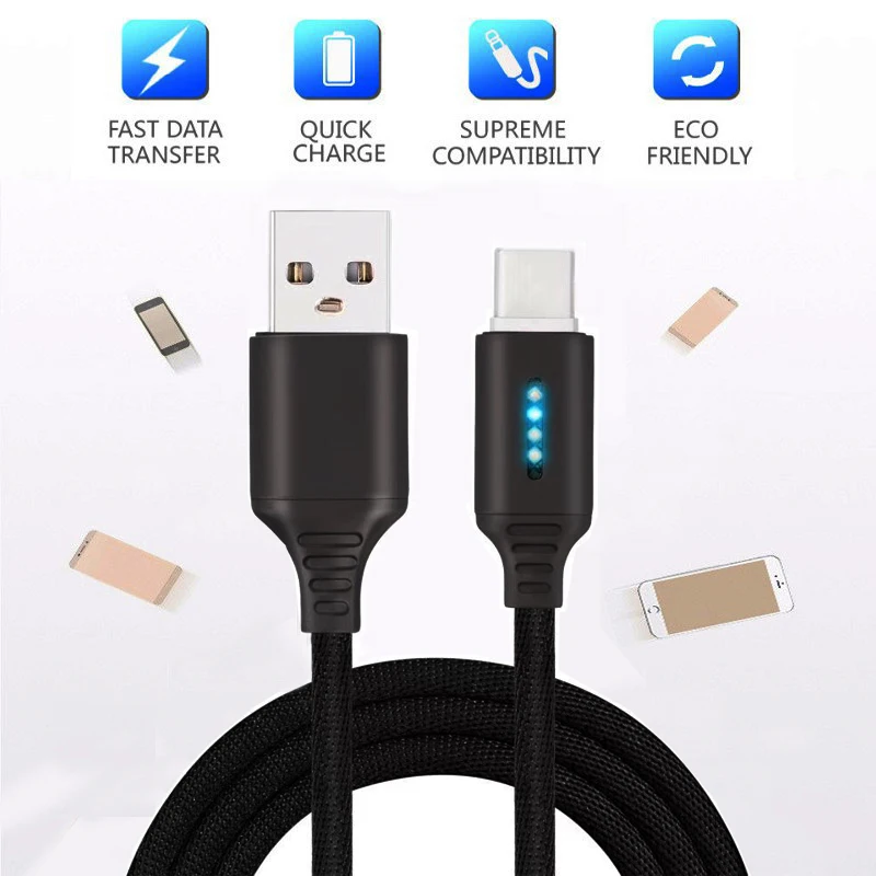 1M Smart Type C 2A Tablet Cable LED Lighting Auto Disconnect Charger USB Cable Nylon Braided Fast Charging For iphone Xiaomi
1M Smart Type C 2A Tablet Cable LED Lighting Auto Disconnect Charger USB Cable Nylon Braided Fast Charging For iphone Xiaomi