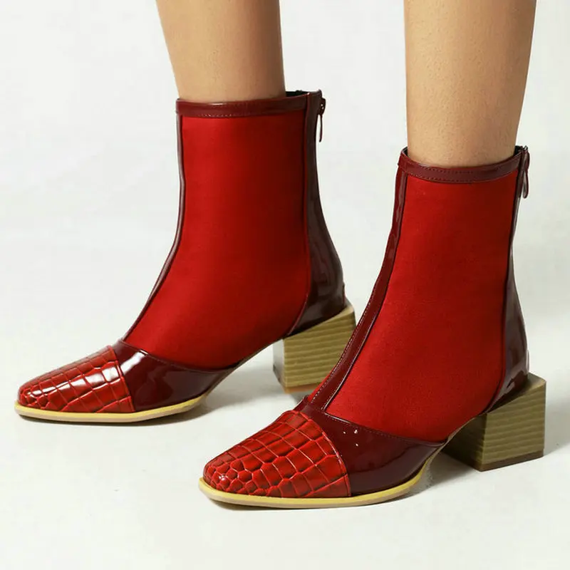 Black Blue Red White Women Ankle Boots Comfortable Square Heel Round Toe Ladies Short Boots Dress Back Zipper Women's Boots
Black Blue Red White Women Ankle Boots Comfortable Square Heel Round Toe Ladies Short Boots Dress Back Zipper Women's Boots