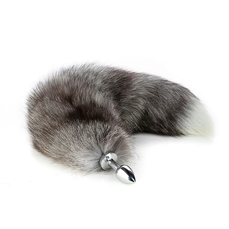 Металлическая анальная пробка Metal by Toyfa с хвостом черно-бурой лисы M, серебристая 0T-00015217 - TOYFA - Анальные пробки с хвостом - Купить