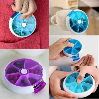 

1pcs Circular rotating pill box 7 Slots Round Daily Weekly Tablet Pill case Splitters Medicine Tablet Holder Organizer Dispenser