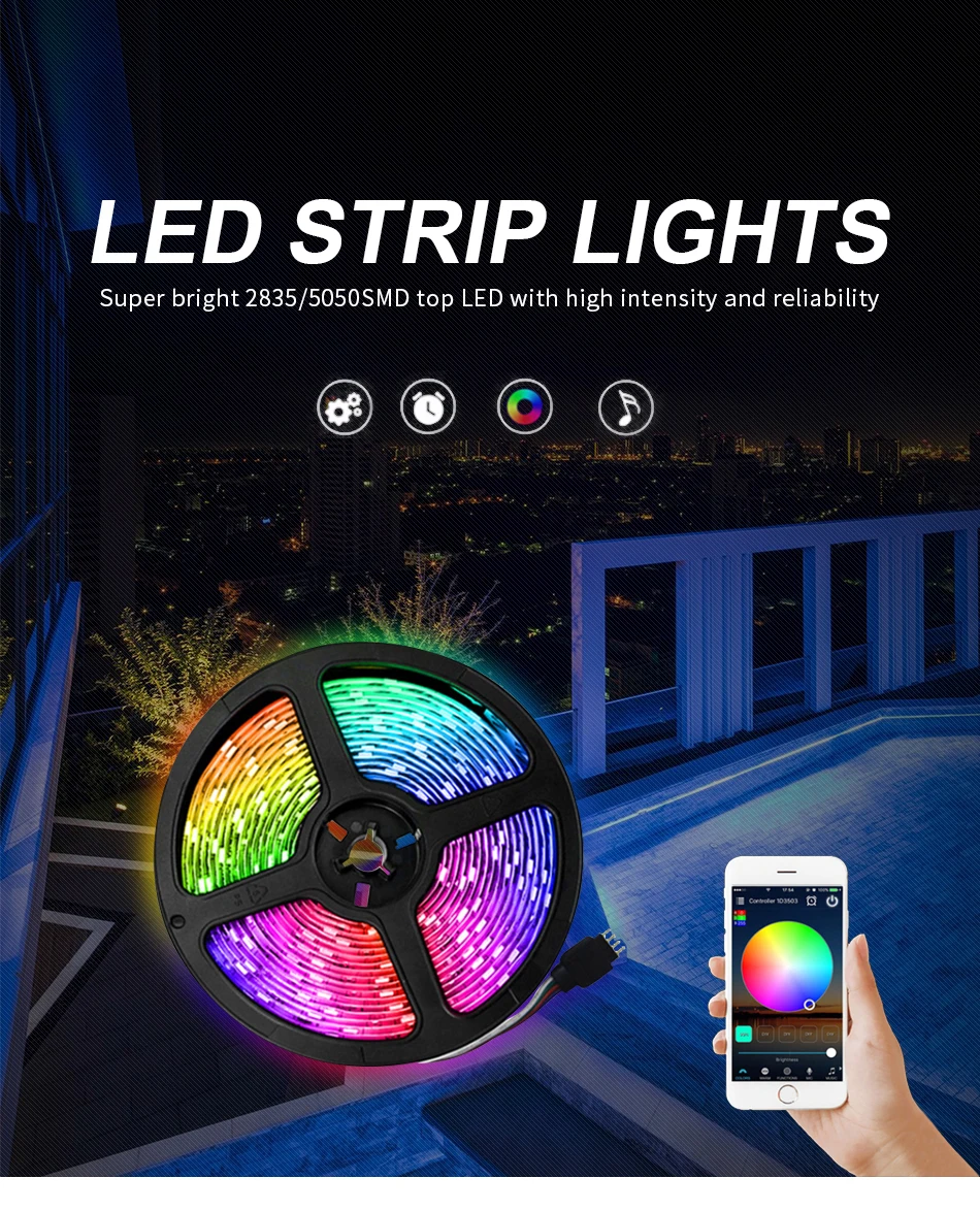 Generic LED Strip Lights Bluetooth WiFi Luces Led Lights For Room RGB