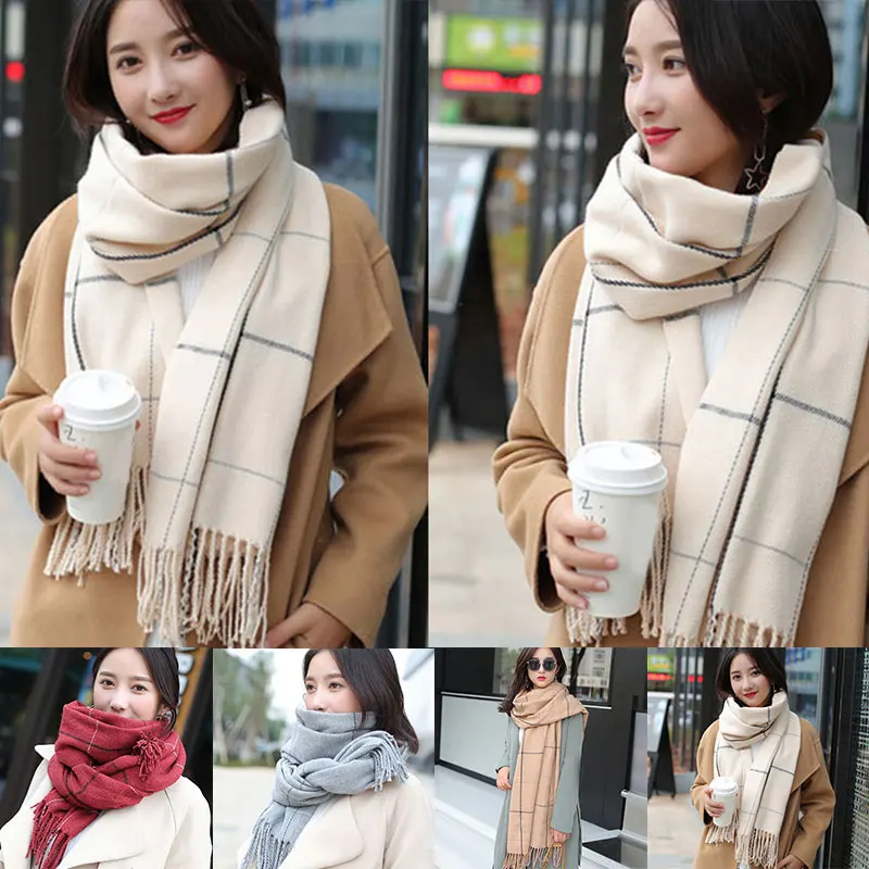 Women Plaid Knitted Scarf Like Pashmina Hijabs Scarves Wraps Imitation Cashmere Lattices Long Shawl Soft Thicken Tassel Scarf
Women Plaid Knitted Scarf Like Pashmina Hijabs Scarves Wraps Imitation Cashmere Lattices Long Shawl Soft Thicken Tassel Scarf