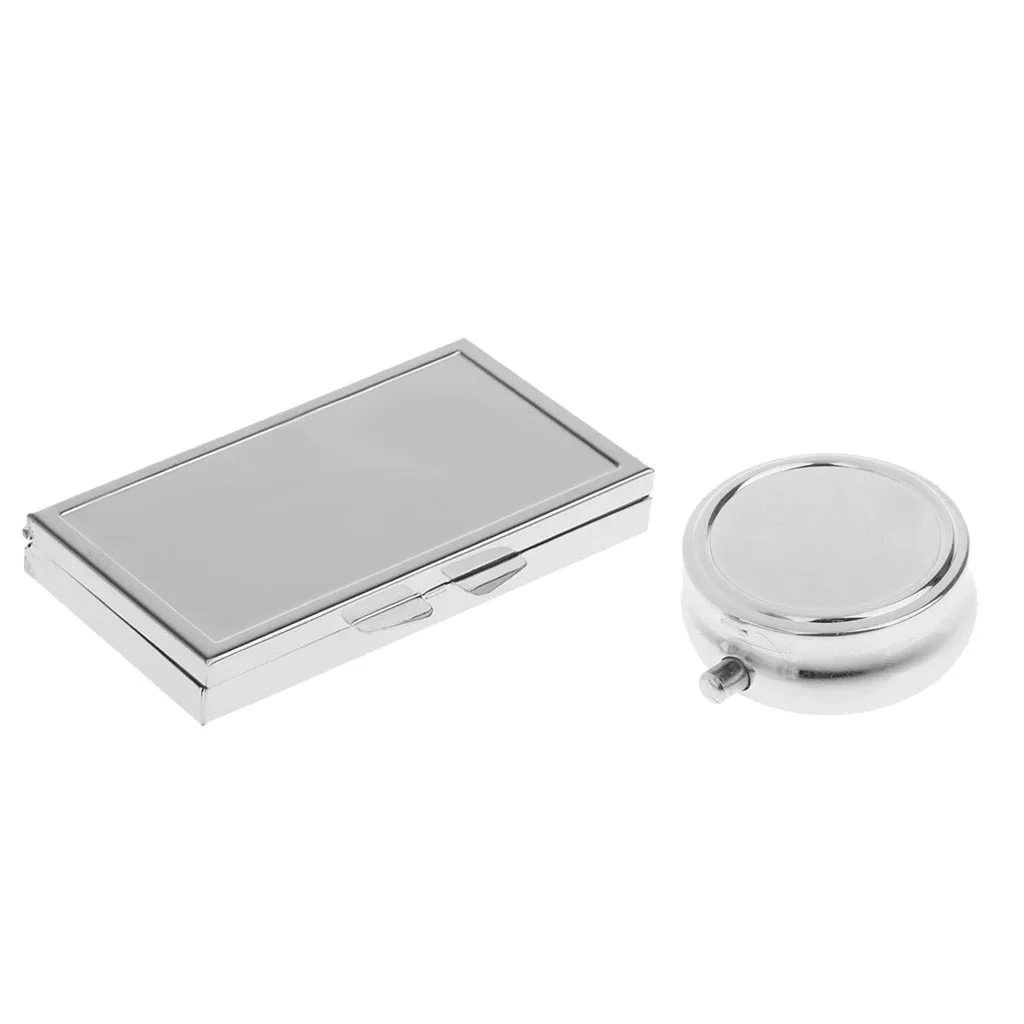 2pcs Travel Round Square Metal Pill Storage Case Box Vitamins Holder Organizer Pocket Medicine Dispenser Container 2pcs Travel Round Square Metal Pill Storage Case Box Vitamins Holder Organizer Pocket Medicine Dispenser Container