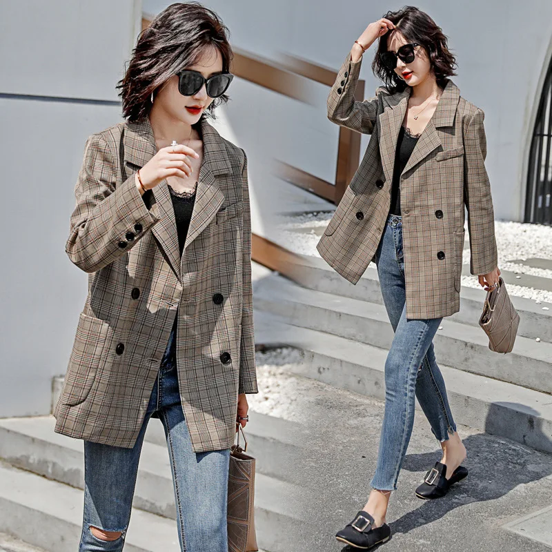 Coat Women's 2019 Autumn New Style Loose-Fit Versatile Contrast Color Plaid Suit British-Style Casual Suit INS Fashion
Coat Women's 2019 Autumn New Style Loose-Fit Versatile Contrast Color Plaid Suit British-Style Casual Suit INS Fashion