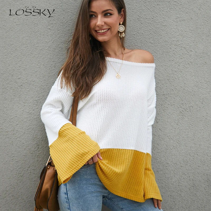 Lossky Sweaters Women Long Sleeve Pullover Sweater Ladies Tops Fashion Patchwork Autumn Clothing Loose Sweaters Female Knitwear
Lossky Sweaters Women Long Sleeve Pullover Sweater Ladies Tops Fashion Patchwork Autumn Clothing Loose Sweaters Female Knitwear