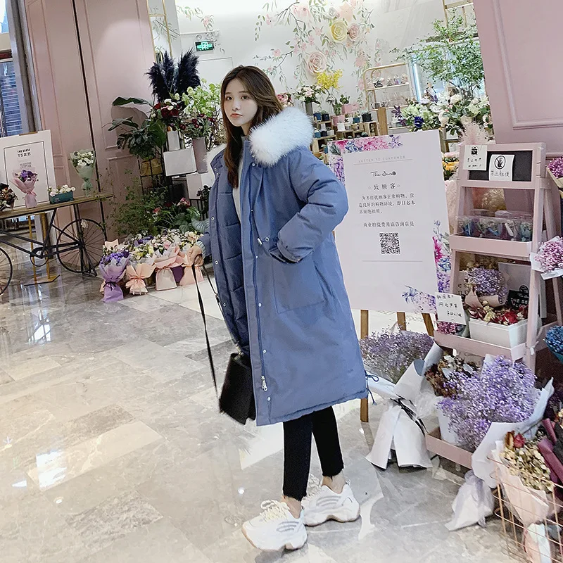 Фото Зимняя свободная одежда средней длины в Корейском стиле для студентов с
