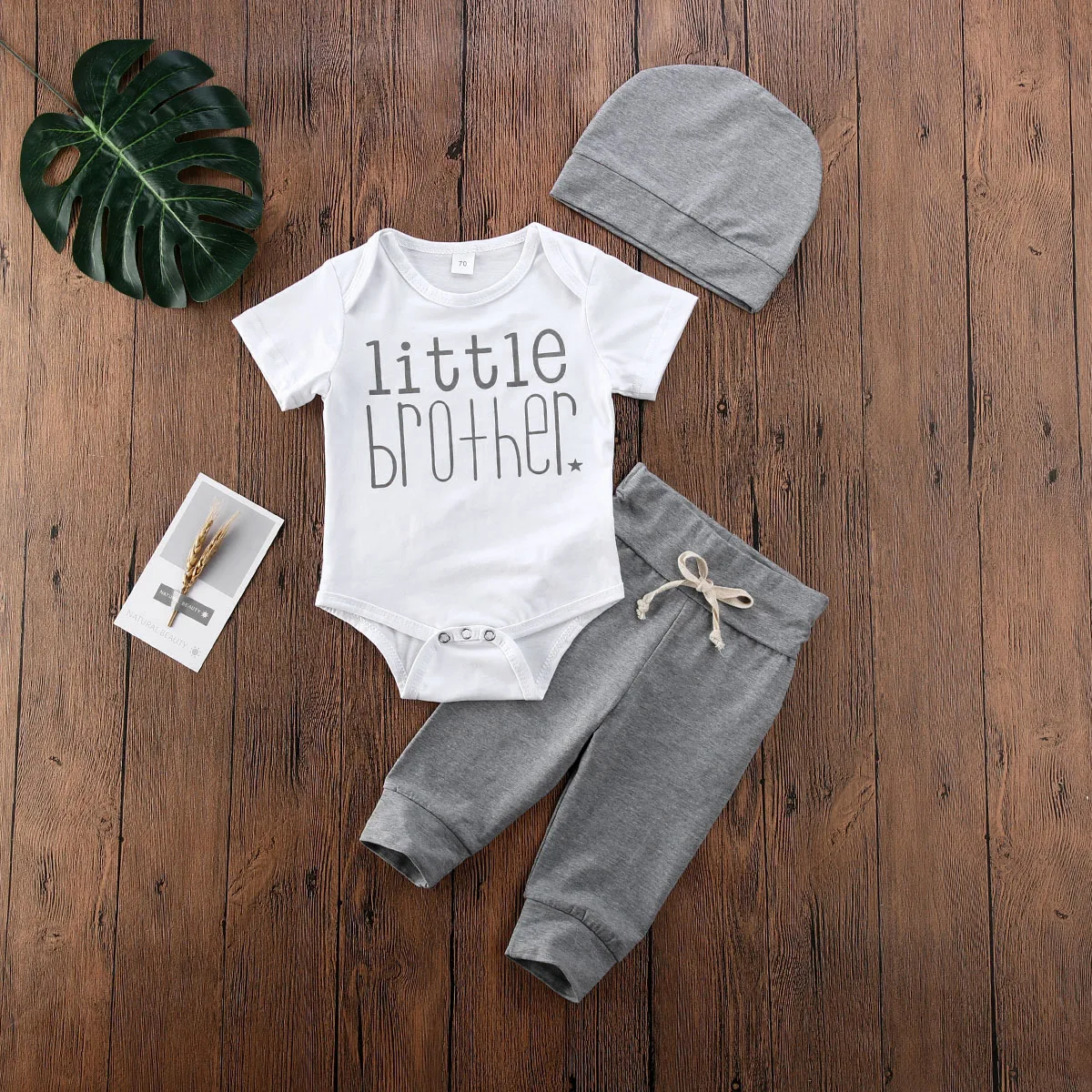 Baby Boy Outfit Clothes Little Brother Printed Short Sleeve Romper Tops Solid Color Pants Hat Outfit 3Pcs
Baby Boy Outfit Clothes Little Brother Printed Short Sleeve Romper Tops Solid Color Pants Hat Outfit 3Pcs