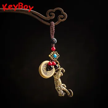 Vintage Brass Animal Tiger Keyring Lanyard Pendants Handmade Rope Chinese Five Emperors Coins Feng Shui Car Key Chains Hangings
Vintage Brass Animal Tiger Keyring Lanyard Pendants Handmade Rope Chinese Five Emperors Coins Feng Shui Car Key Chains Hangings