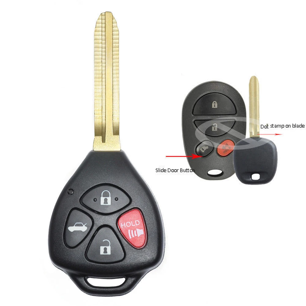 

Keyecu GQ43VT20T Slide Door 4 Buttons 315MHz 4D67 Chip Upgraded Remote Car Key Fob for Toyota Sienna 2010 2009 2008 2007 2006