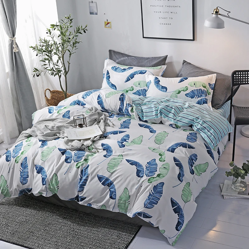 bedding set Nordic style banana leaf pattern AB double-sided Quilt cover Pillowcase Duvet Cover comfortable bedclothes 3Pcs
bedding set Nordic style banana leaf pattern AB double-sided Quilt cover Pillowcase Duvet Cover comfortable bedclothes 3Pcs