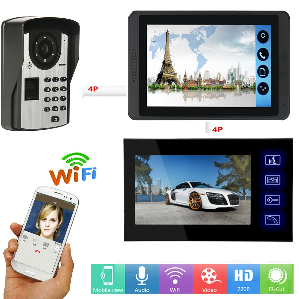 APP Control Password Fingerprint Video Intercom 7 Inch LCD Wifi Wireless Video Door Phone Doorbell Visual Unlock Intercom System
APP Control Password Fingerprint Video Intercom 7 Inch LCD Wifi Wireless Video Door Phone Doorbell Visual Unlock Intercom System