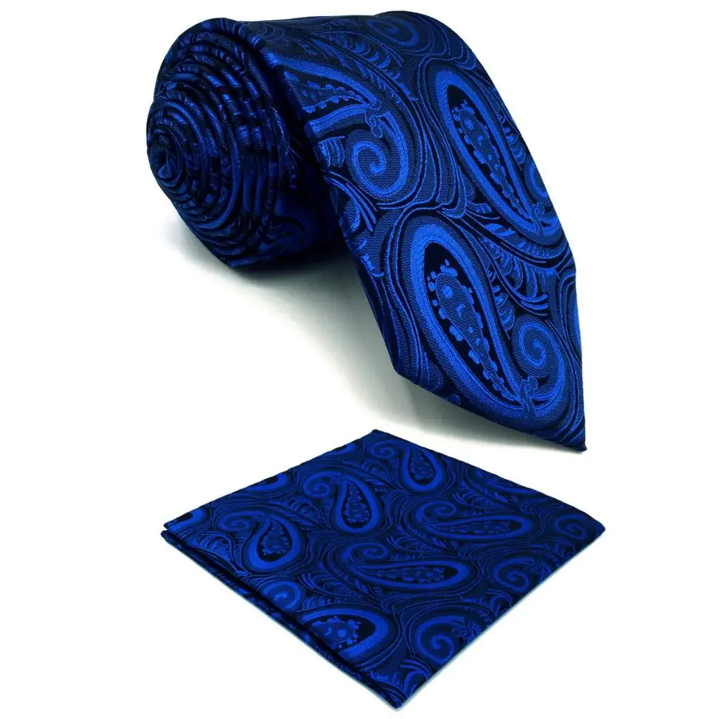 Фото Синий Пейсли мужской галстук комплект шелковое модное дизайнерское платье
