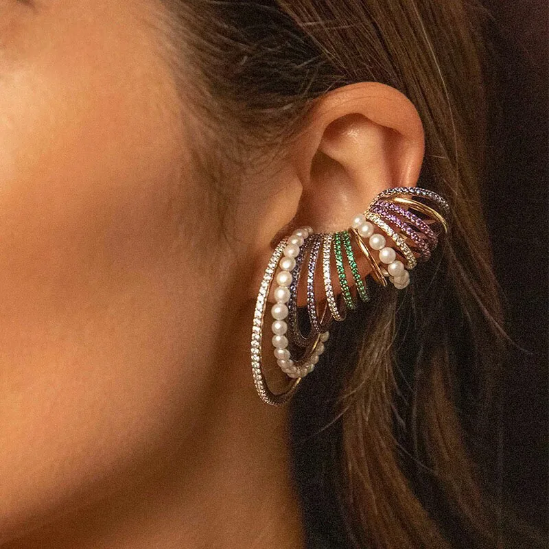 Baoyocn Luxury 925 Sterling Silver Big Multicolor Hoop Ear Cuff with Pearls Zirconia Circles Clip Earring Women Fashion Jewelry
Baoyocn Luxury 925 Sterling Silver Big Multicolor Hoop Ear Cuff with Pearls Zirconia Circles Clip Earring Women Fashion Jewelry