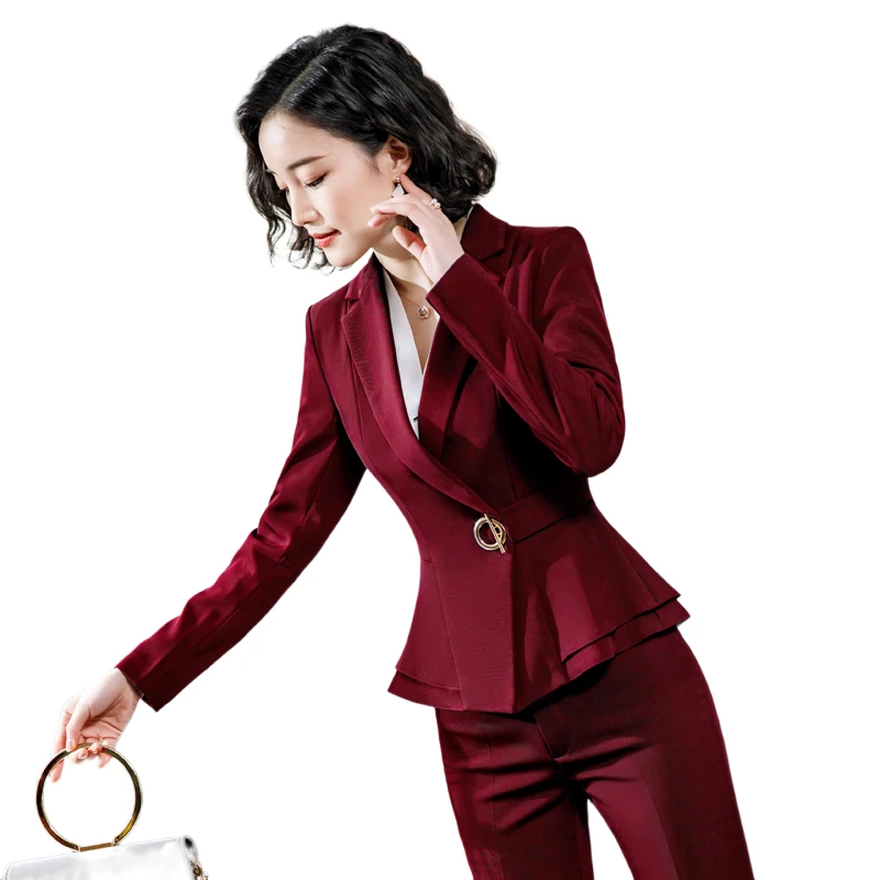 Lenshin 2 Piece Set Ruffles Formal Business Pant Suit Blazer with Pockets Office Lady High Quality Women Jacket and Trousers
Lenshin 2 Piece Set Ruffles Formal Business Pant Suit Blazer with Pockets Office Lady High Quality Women Jacket and Trousers