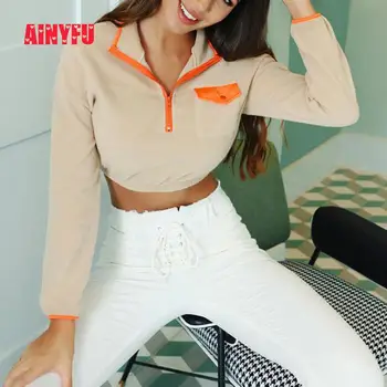 Ainyfu Fashion Stitching Blouse Long Sleeve Autumn Winter Hoodies Short Zipper Slim Crop Top Tees Casual Warm Pullover C44
Ainyfu Fashion Stitching Blouse Long Sleeve Autumn Winter Hoodies Short Zipper Slim Crop Top Tees Casual Warm Pullover C44