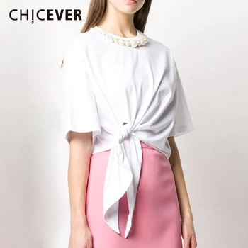 CHICEVER 2020 Korean Patchwork Beading T-shirt Female O Neck Short Sleeve Oversize Loose Bandage Casual Shirts Women Summer New
CHICEVER 2020 Korean Patchwork Beading T-shirt Female O Neck Short Sleeve Oversize Loose Bandage Casual Shirts Women Summer New